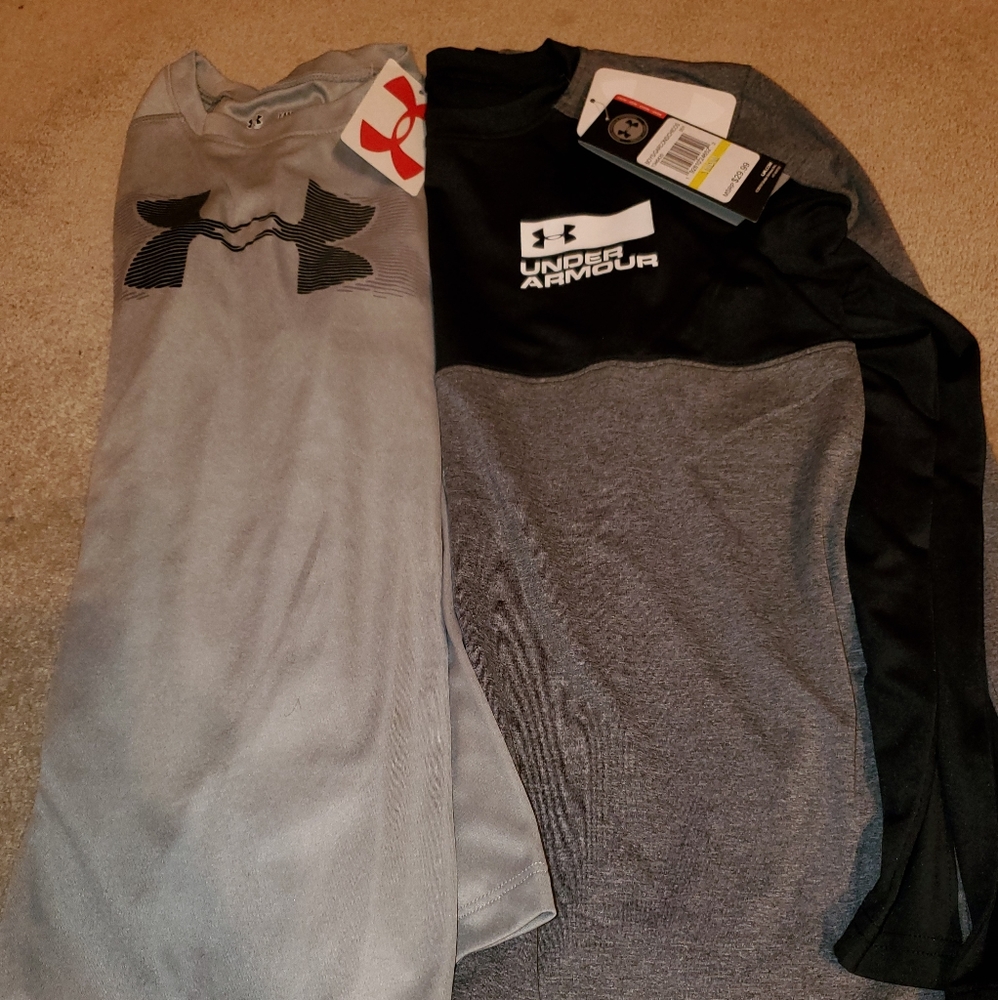 2 brand new long sleeve UA shirts YM